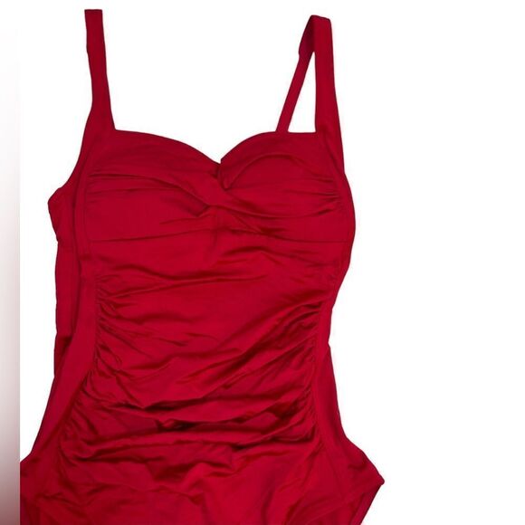 Bond-eye Australia Pink Light Red One Piece Swimsuit bondeye twist ruched Swim - Picture 3 of 6